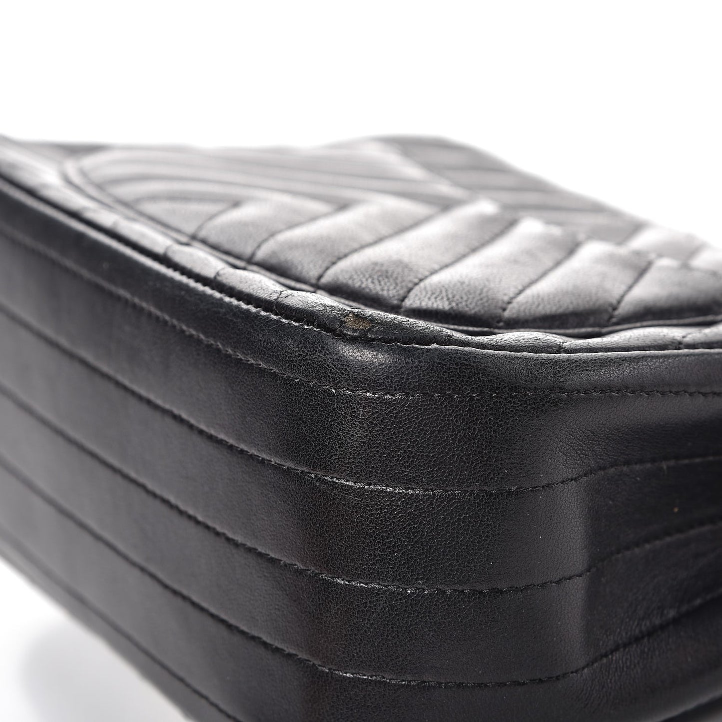 Lambskin Chevron Quilted Mini Square Flap Black