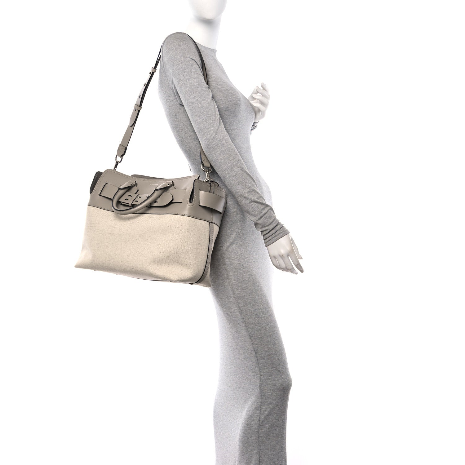 Burberry Canvas Calfskin Medium Belt Bag Mineral Grey 2 of 9