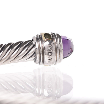 David Yurman Sterling Silver 14K Yellow Gold Amethyst 5mm Cable Classics Bracelet 4 of 5
