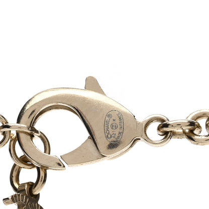 Chanel Resin Glitter Enamel Square CC Logo Charm Necklace Pink Gold 3 of 3