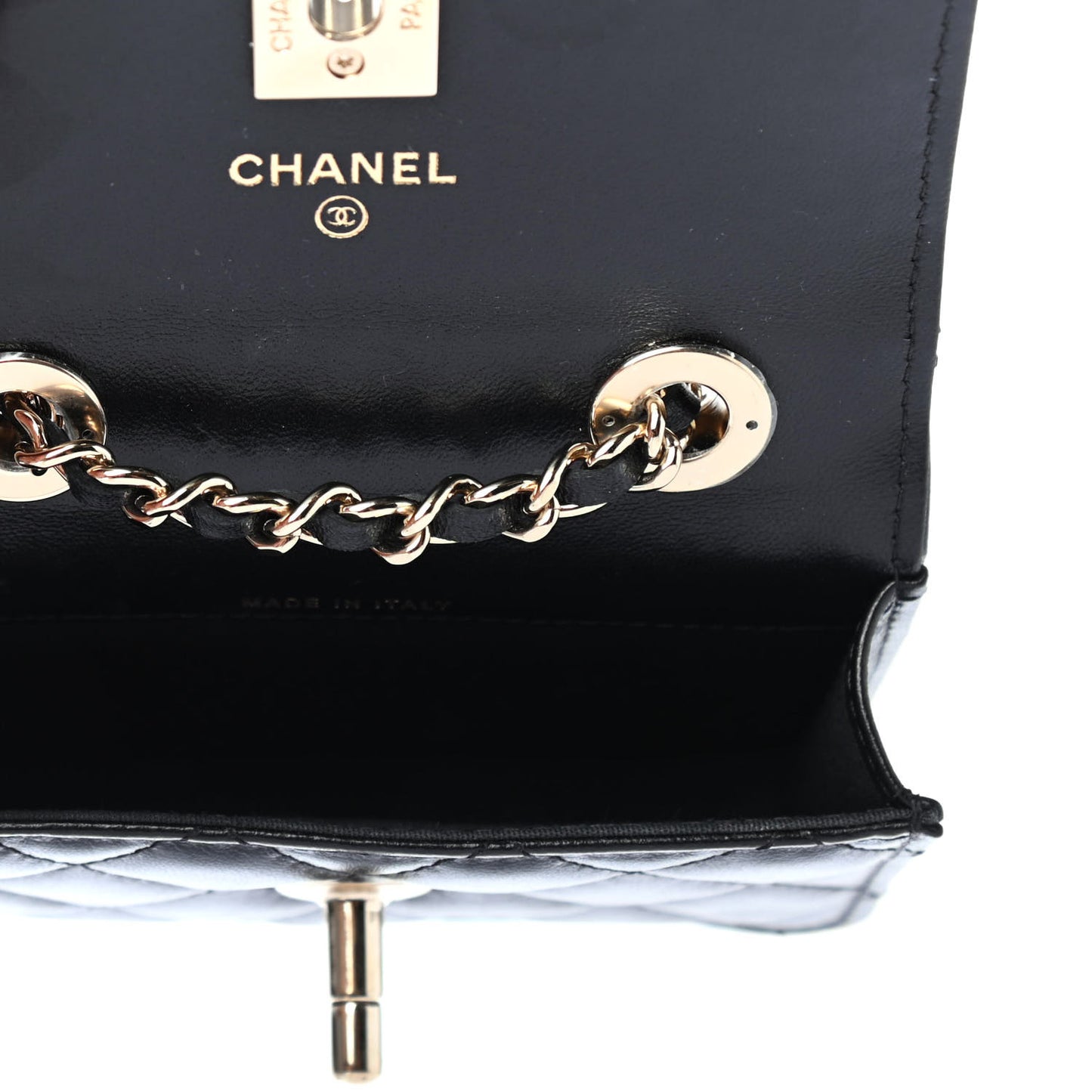 Lambskin Quilted Trendy CC Card Holder On Chain Black
