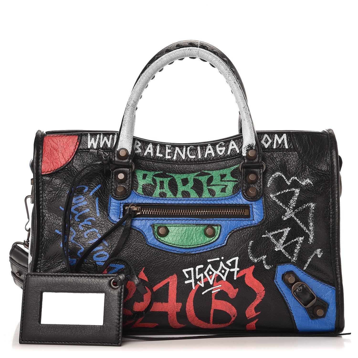 Balenciaga Agneau Graffiti All Over Classic Hardware S City Black Vert Rouge 1 of 9