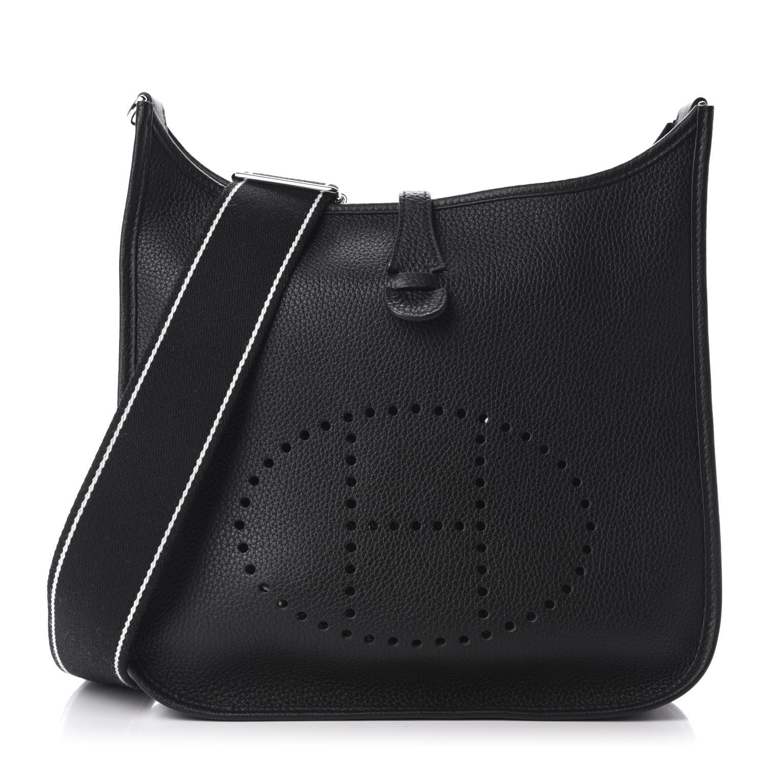 Hermes Taurillon Clemence Amazone Evelyne III PM Black White 1 of 11