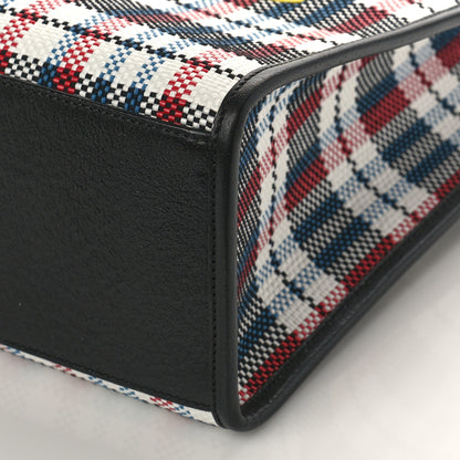 Gucci Canvas Plaid ICCUG Embroidered Small Tote Bag Black White Red Blue Smile Yellow 8 of 8