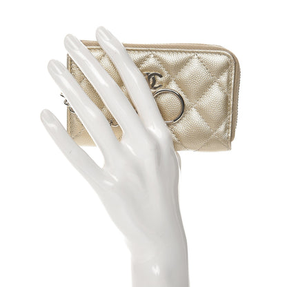 Chanel Metallic Caviar Quilted Key Holder Case Light Gold 2 of 7
