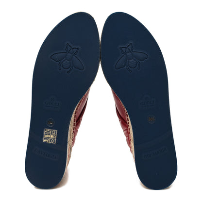 Gucci Nappa Matelasse GG Pilar Flatform Lace-Up Espadrilles 38.5 Hibiscus Red 5 of 8