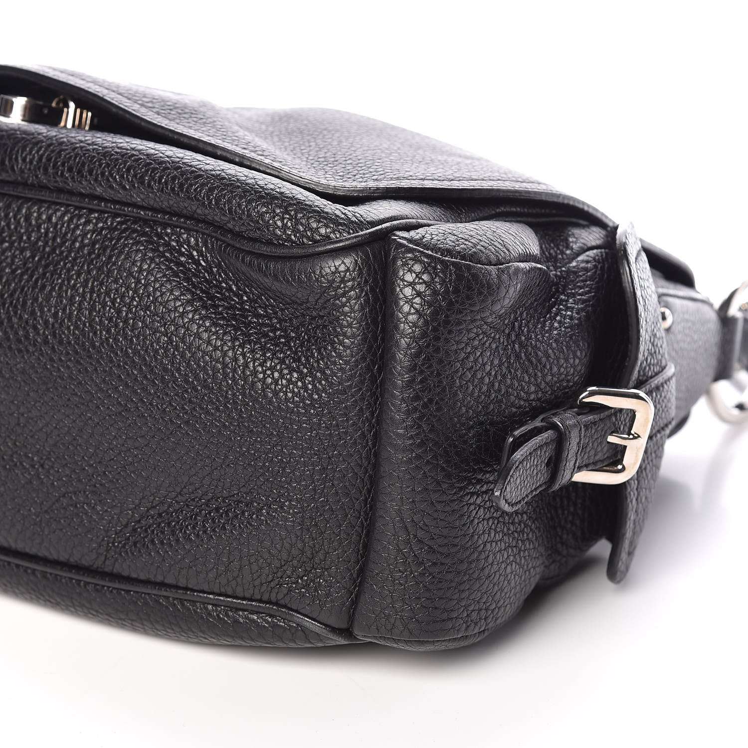 Prada Vitello Daino Shoulder Flap Bag Black 10 of 10