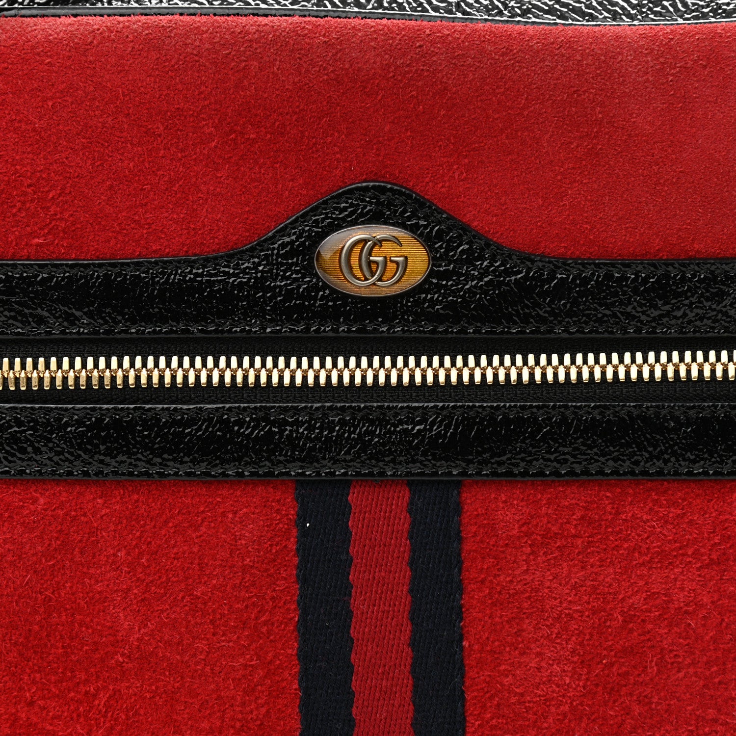 Gucci Suede Patent Web Small Ophidia Shoulder Bag Hibiscus Red Black 8 of 13