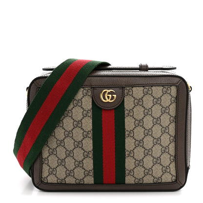 Gucci GG Supreme Monogram Web Small Ophidia Top Handle Shoulder Bag Brown 1 of 11