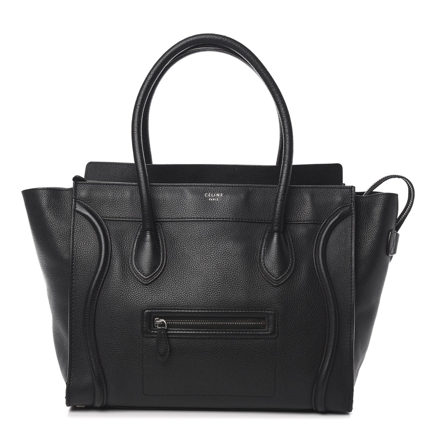 Drummed Calfskin Shoulder Luggage Black