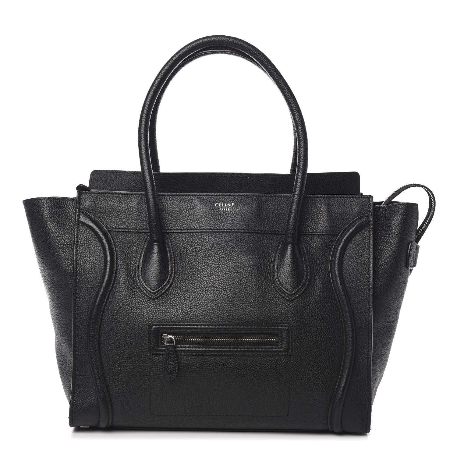 Celine Drummed Calfskin Shoulder Luggage Black 1 of 11