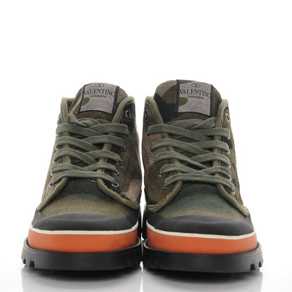 Valentino Garavani Canvas Camouflage Sneaker Boots 37 Army Green 2 of 7