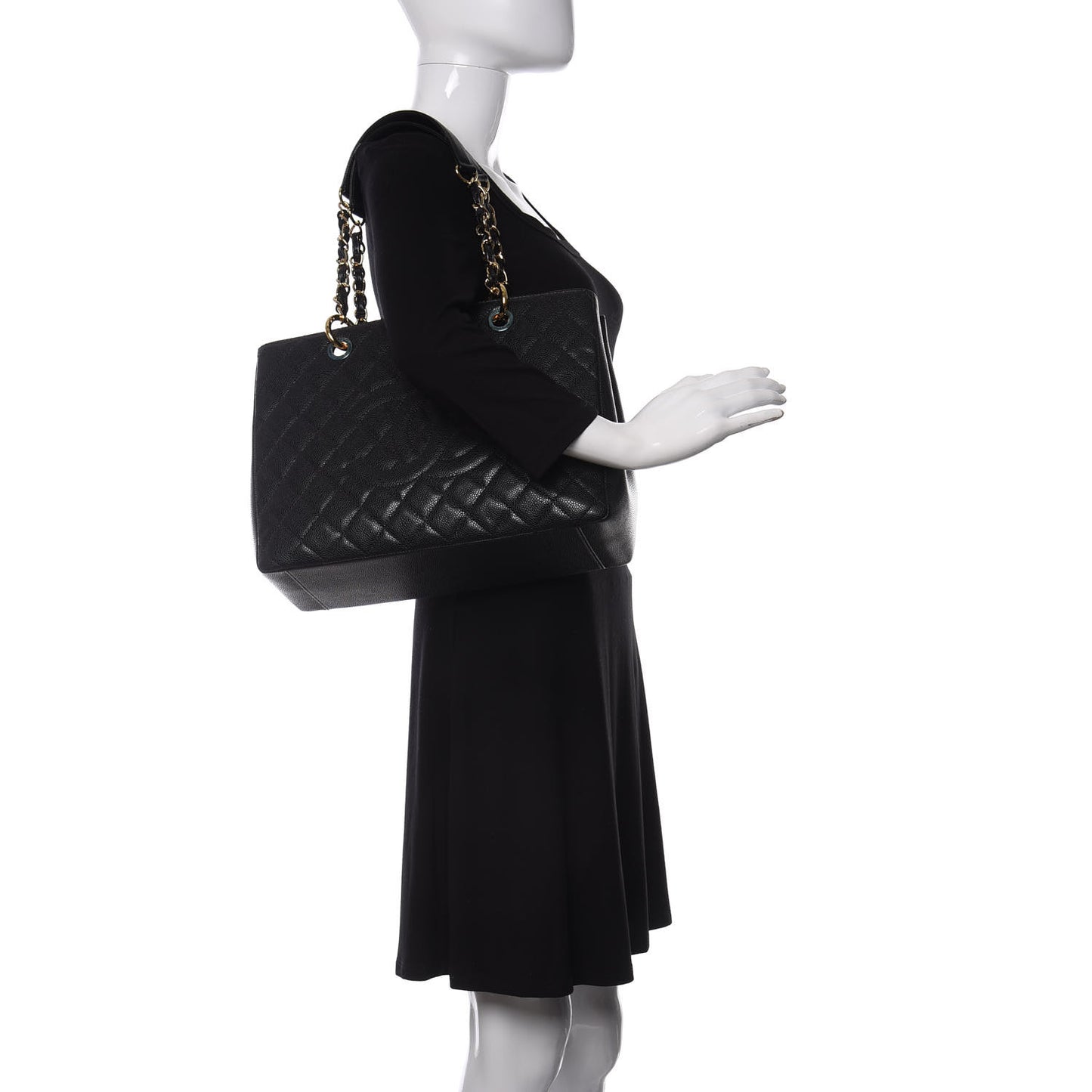 Caviar Quilted Grand Shopping Tote GST Black