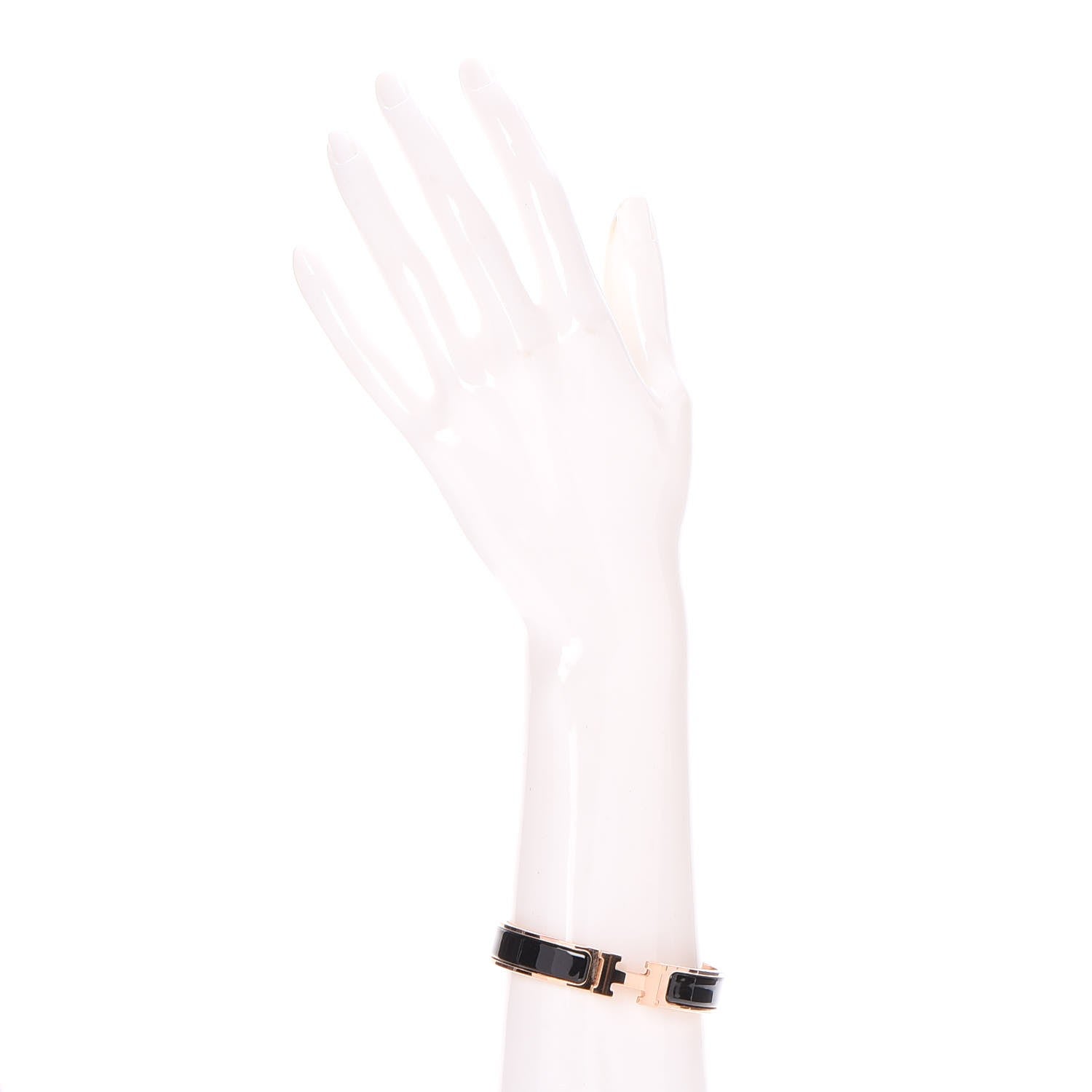 Hermes Enamel Narrow Clic Clac H Bracelet GM Black 2 of 5