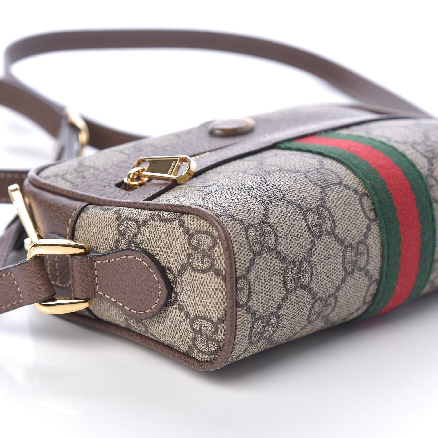 Gucci GG Supreme Monogram Web Mini Ophidia Shoulder Bag Brown 8 of 10
