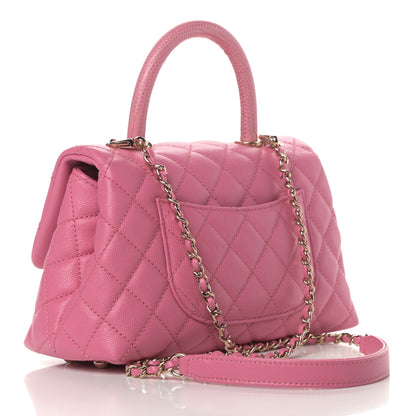 Chanel Caviar Lizard Embossed Quilted Mini Coco Handle Flap Pink 3 of 12
