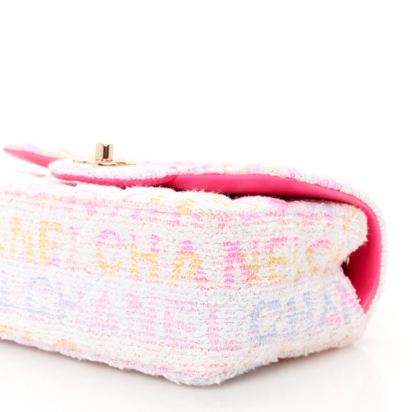 Tweed Quilted Mini Rectangular Flap Pink Multicolor