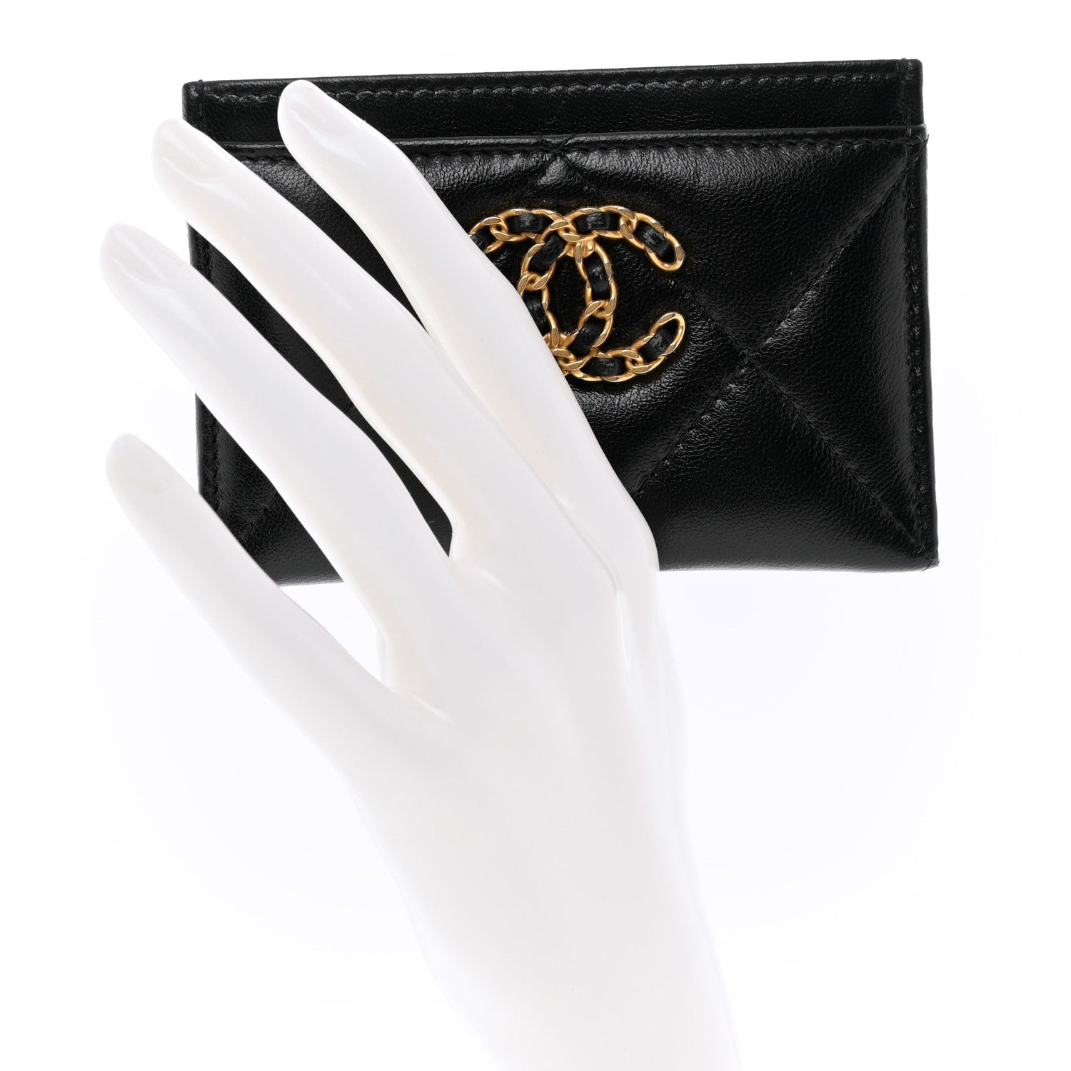 Chanel Lambskin Quilted Chanel 19 Card Holder Black 2 of 9