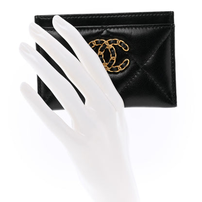 Chanel Lambskin Quilted Chanel 19 Card Holder Black 2 of 9
