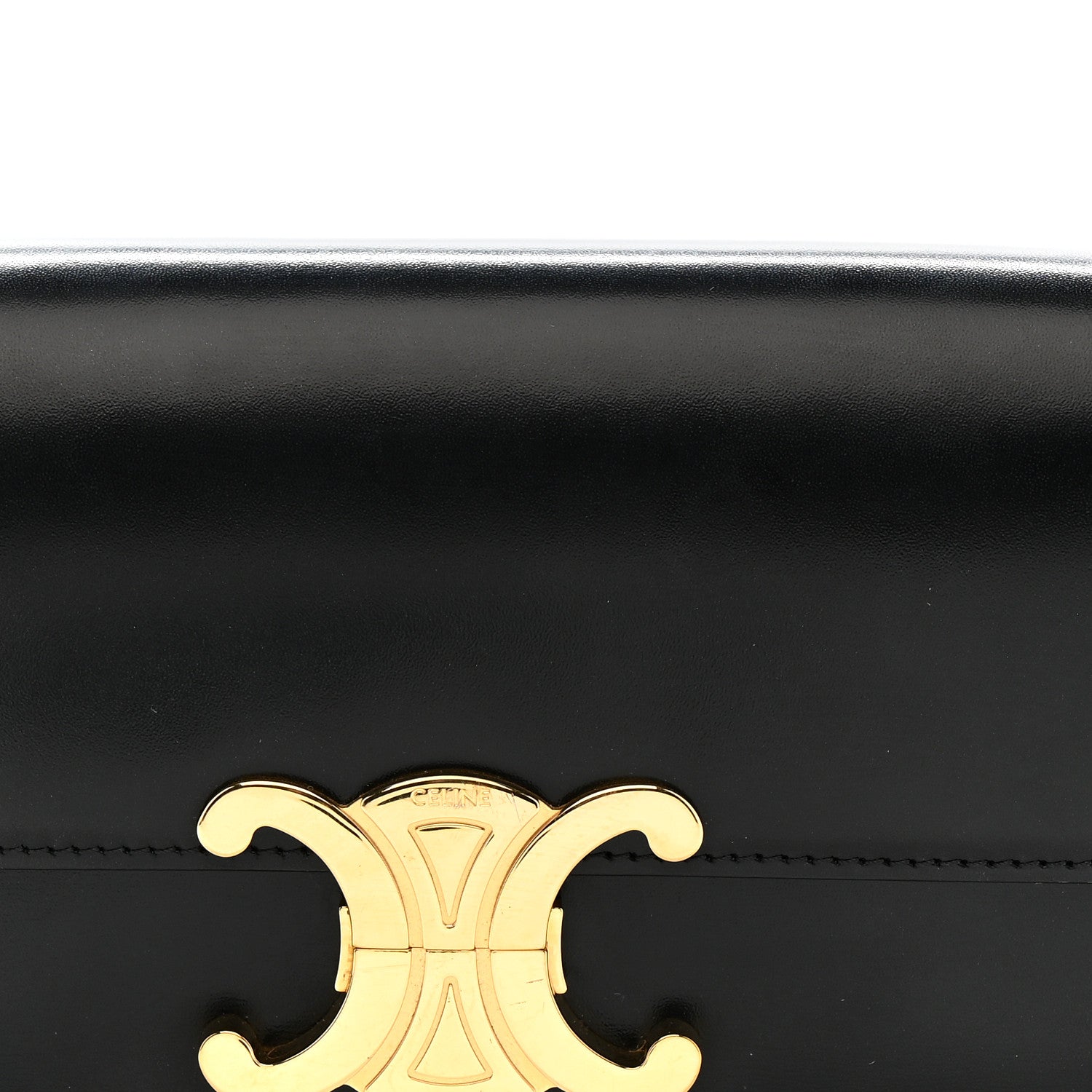 Celine Shiny Calfskin Triomphe Shoulder Bag Black 8 of 12