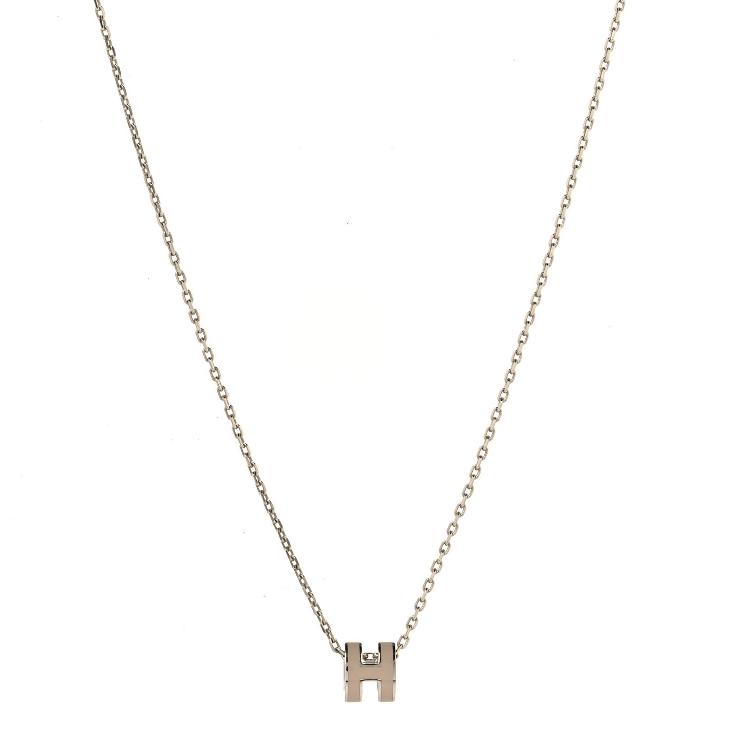Palladium Mini Pop H Pendant Necklace Marron Glace