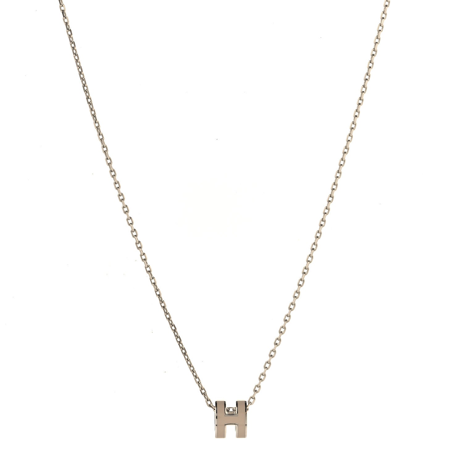 Hermes Palladium Mini Pop H Pendant Necklace Marron Glace 1 of 5