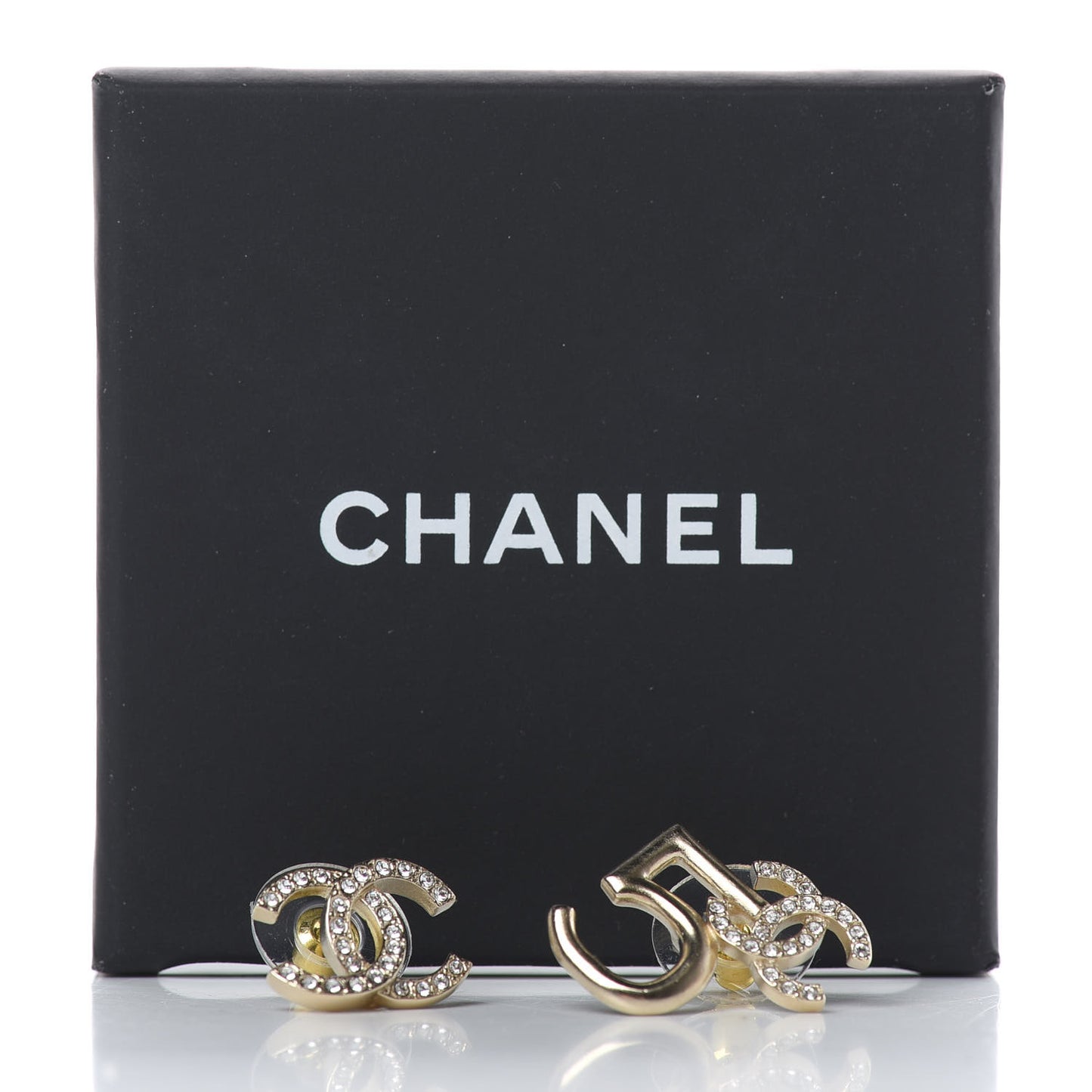 Crystal CC No 5 Earrings Gold