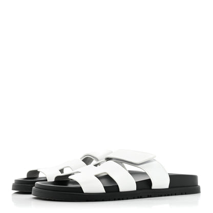 Hermes Calfskin Womens Chypre Sandals 41 White 3 of 9