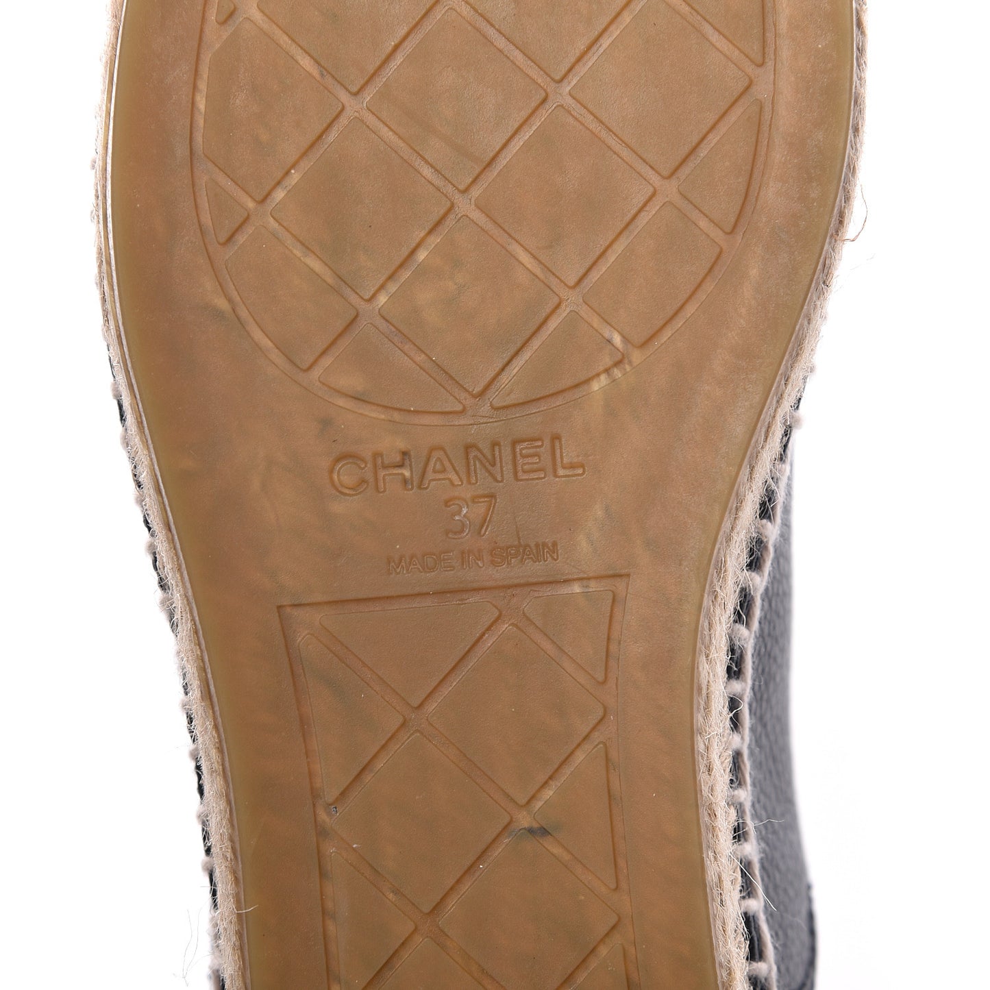 Grained Calfskin CC Espadrilles 37 Navy Black