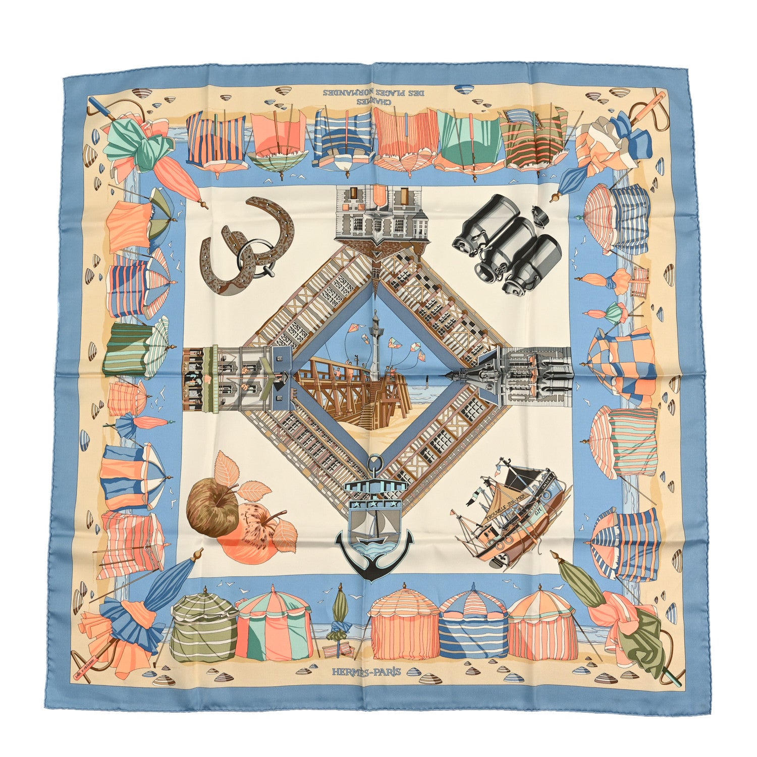 Hermes Silk Charmes Des Plages Normandes Scarf 90 1 of 3