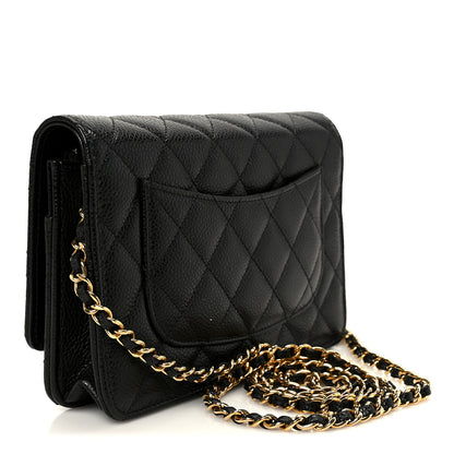 Chanel Caviar Quilted CC Turnlock Wallet On Chain WOC Black 3 of 12