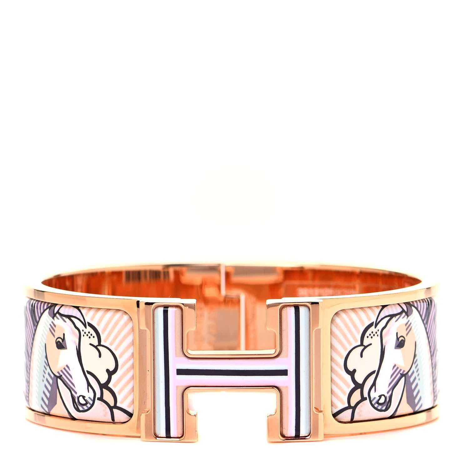 Hermes Enamel Pegase Pop Wide Clic Clac H Bracelet L Sable Soie 1 of 5