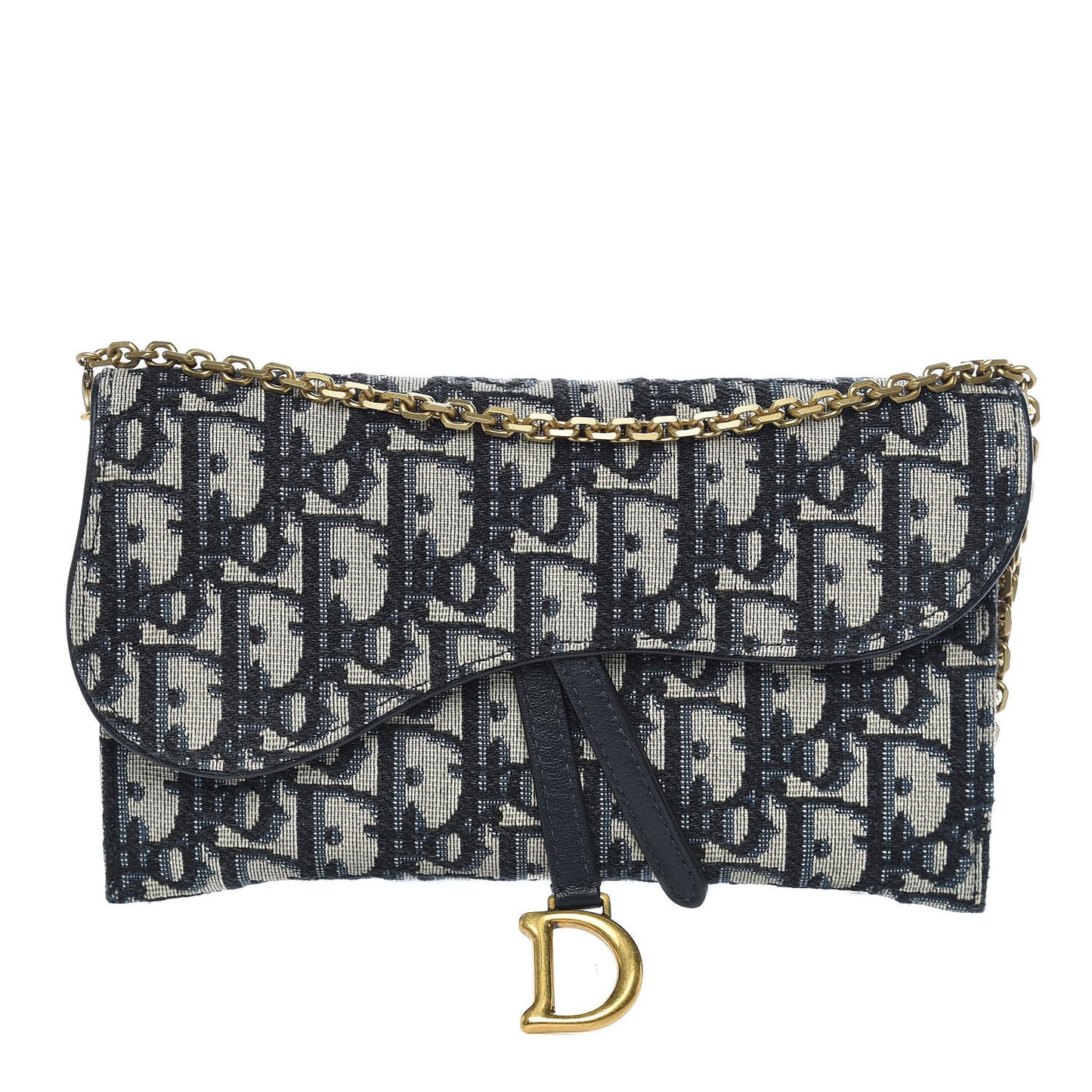 Oblique Saddle Chain Wallet Blue