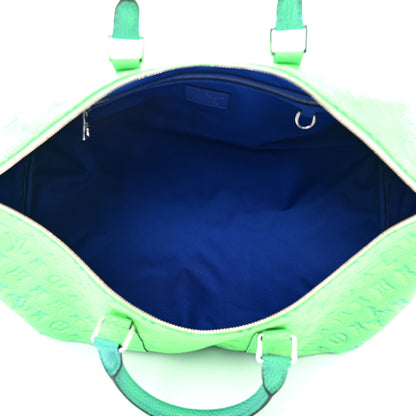 Louis Vuitton Taurillon Illusion Keepall Bandouliere 50 Bleu Vert 4 of 8