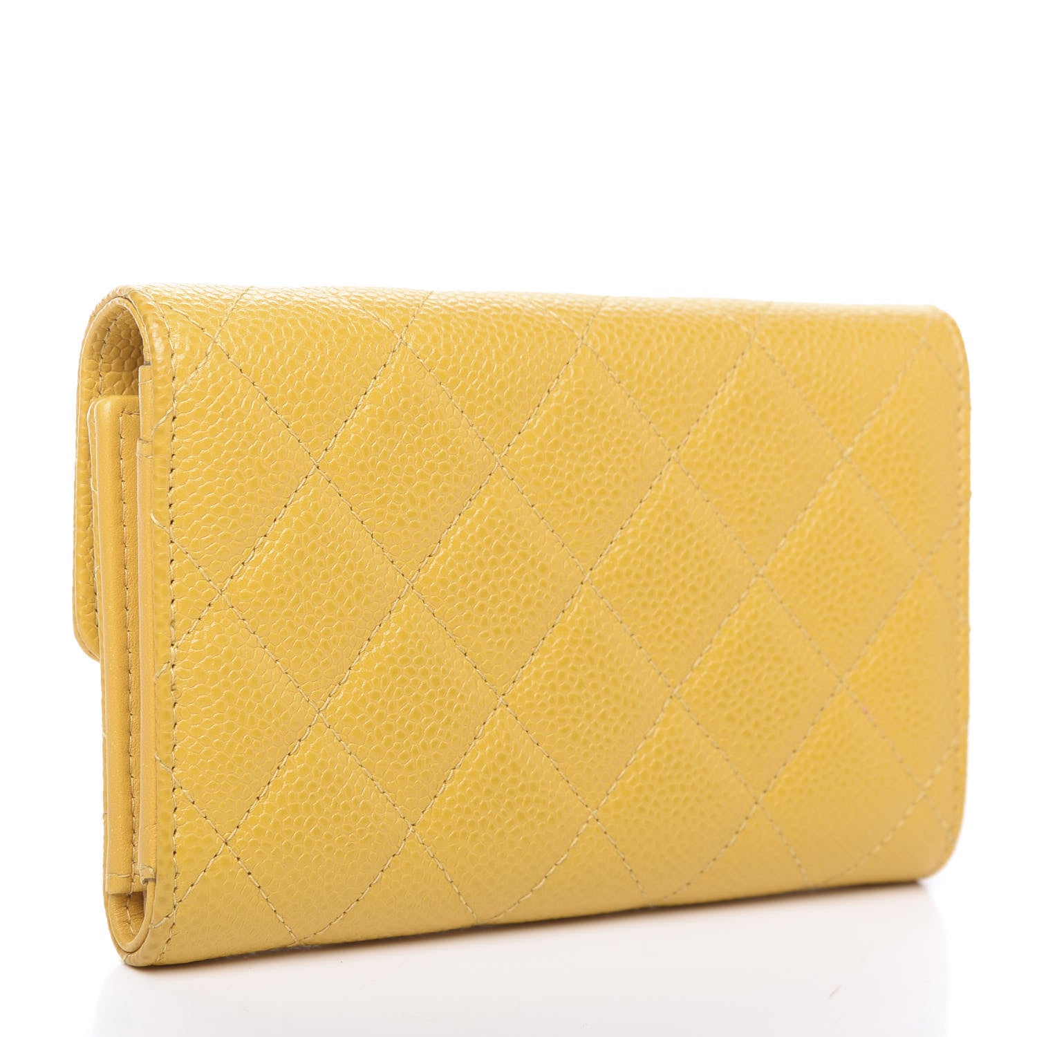 Chanel Caviar Quilted Medium Flap Wallet Yellow 2 of 11