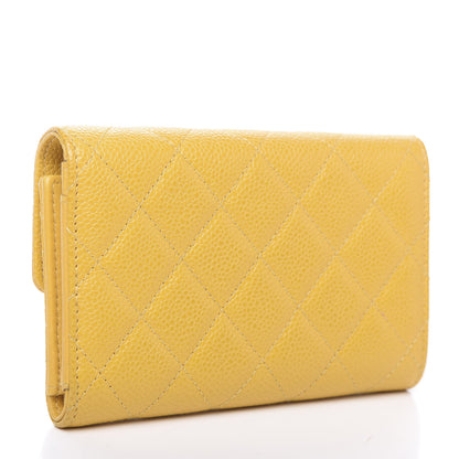 Chanel Caviar Quilted Medium Flap Wallet Yellow 2 of 11