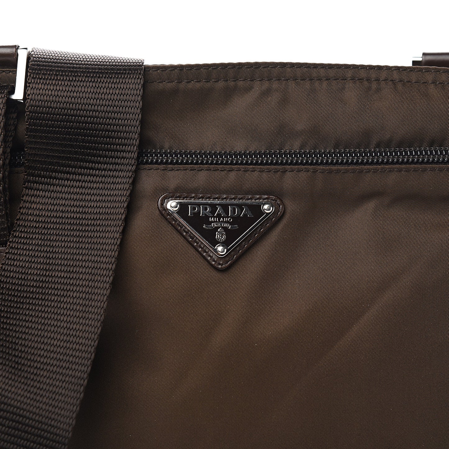 Tessuto Nylon Small Flat Messenger Bag Brown