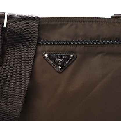 Prada Tessuto Nylon Small Flat Messenger Bag Brown 8 of 8