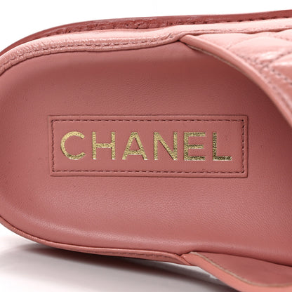 Chanel Lambskin Quilted Velcro Dad Chain CC Slide Sandals 39 Pink 7 of 8