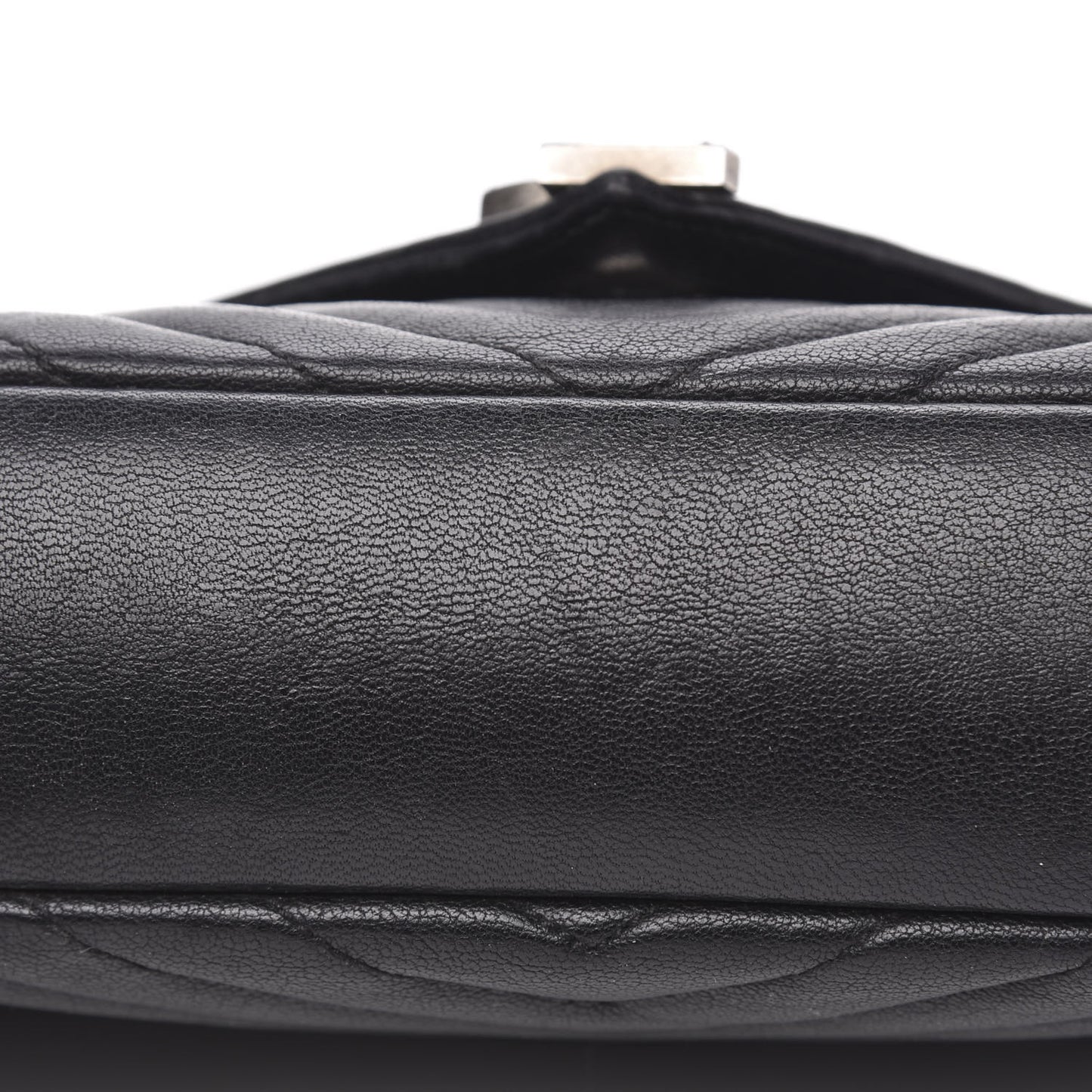 Sheepskin Matelasse Chevron Monogram Medium College Bag Black