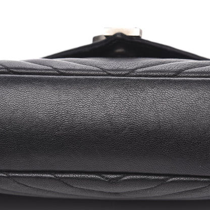 Saint Laurent Sheepskin Matelasse Chevron Monogram Medium College Bag Black 10 of 15
