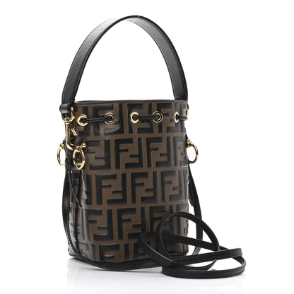 Fendi Vitello Liberty F is Fendi Bi-Color FF 1974 Embossed Mini Mon Tresor Bucket Bag Maya Black 3 of 13