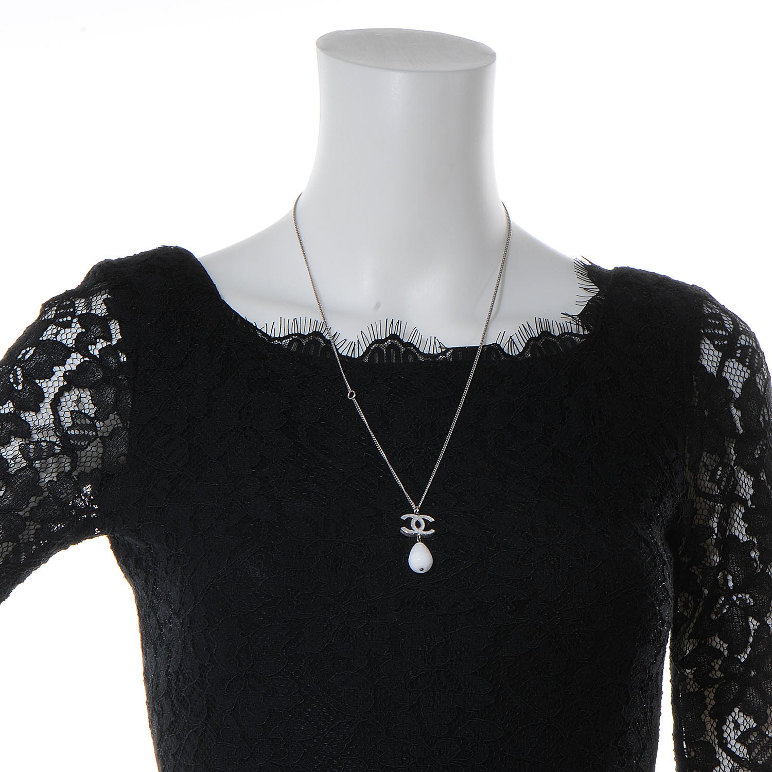 Chanel Glitter Enamel CC Pendant Necklace Silver 2 of 4