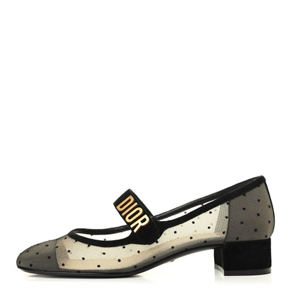 Christian Dior Mesh Plumetis Suede Baby-D Ballet Pumps 39.5 Black 1 of 4