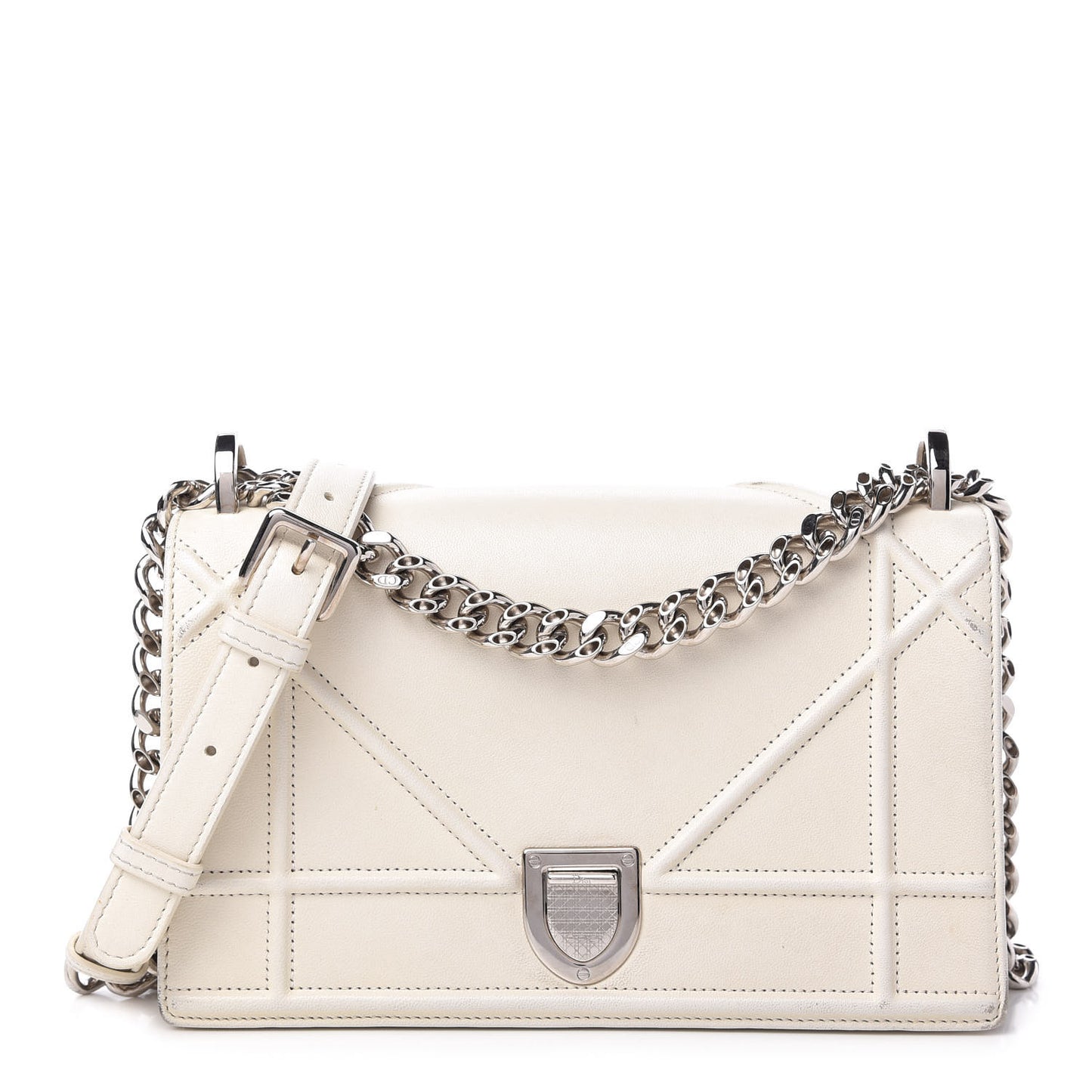 Calfskin Small Diorama Flap Bag Off White