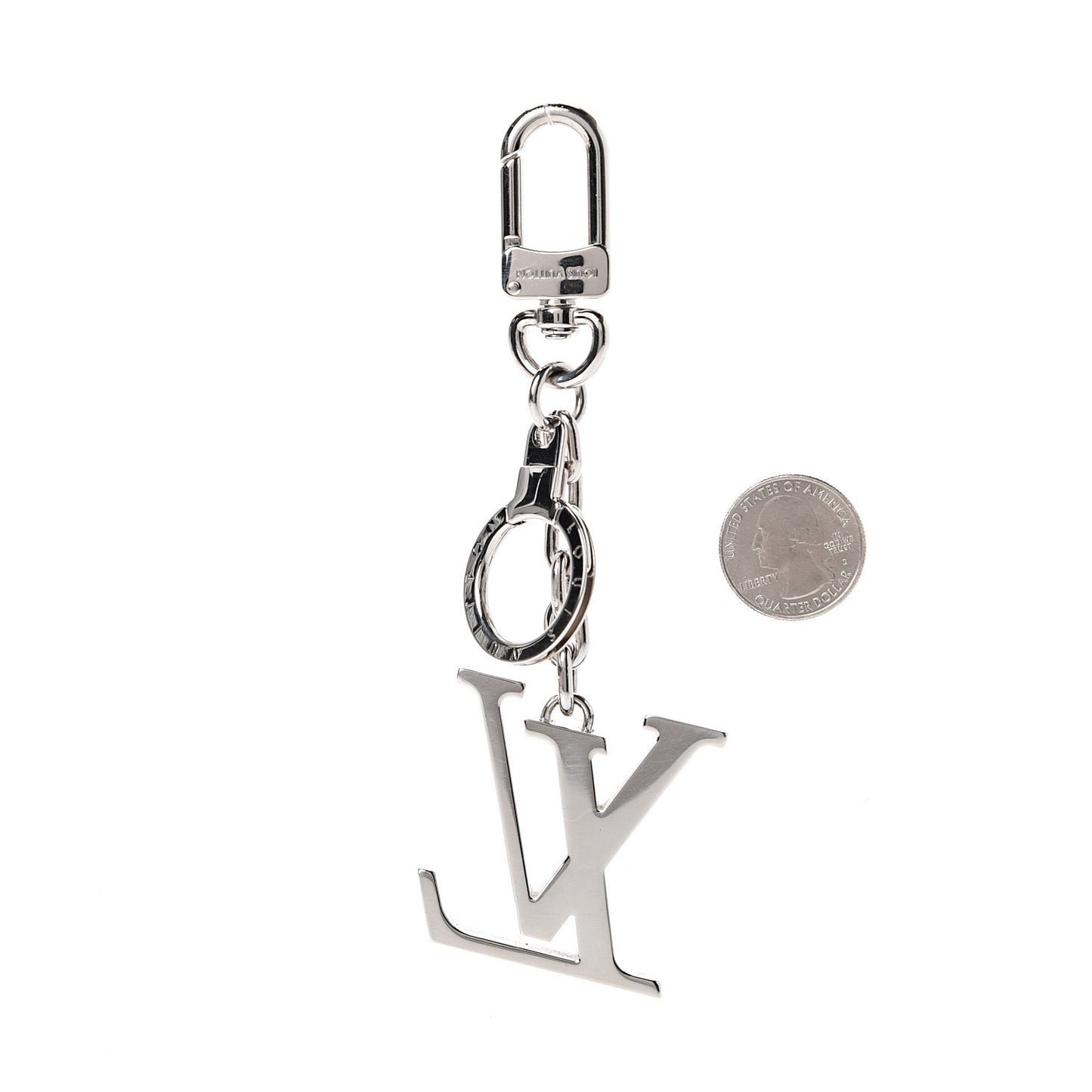 LV Facettes Bag Charm Key Holder Silver