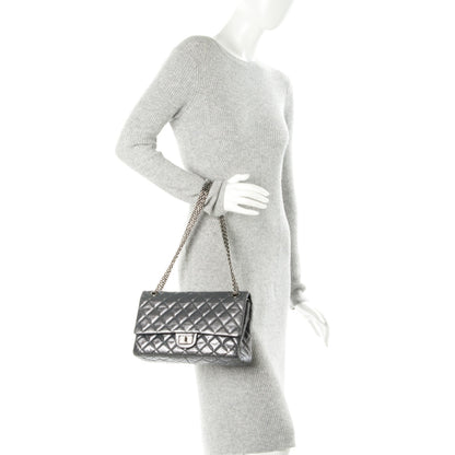 Chanel Metallic Aged Calfskin Quilted 2.55 Reissue 226 Flap Dark Silver 2 of 9