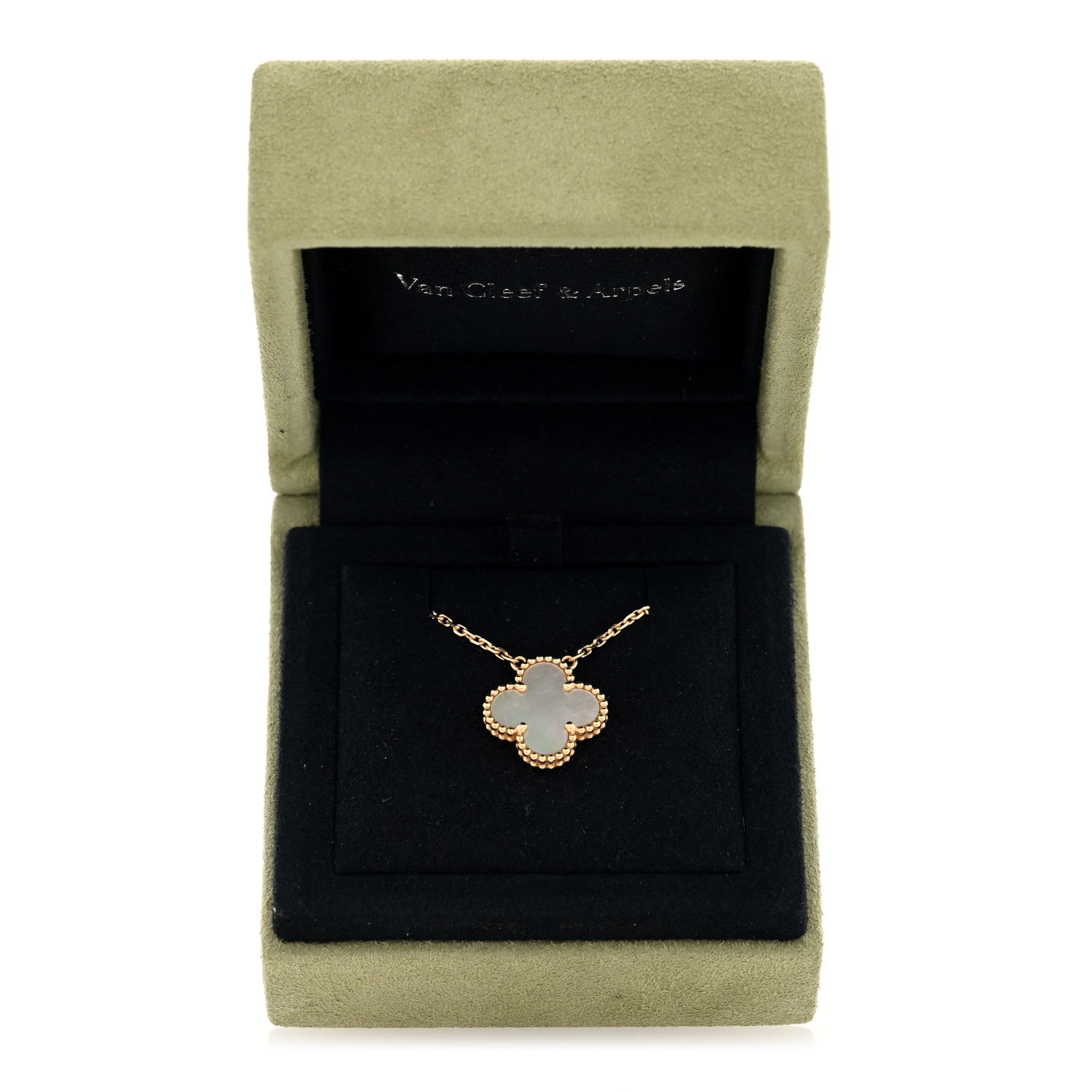Van Cleef & Arpels 18K Yellow Gold Mother of Pearl Vintage Alhambra Pendant Necklace 5 of 5