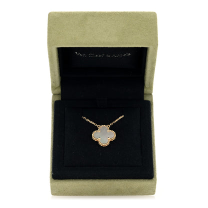 Van Cleef & Arpels 18K Yellow Gold Mother of Pearl Vintage Alhambra Pendant Necklace 5 of 5