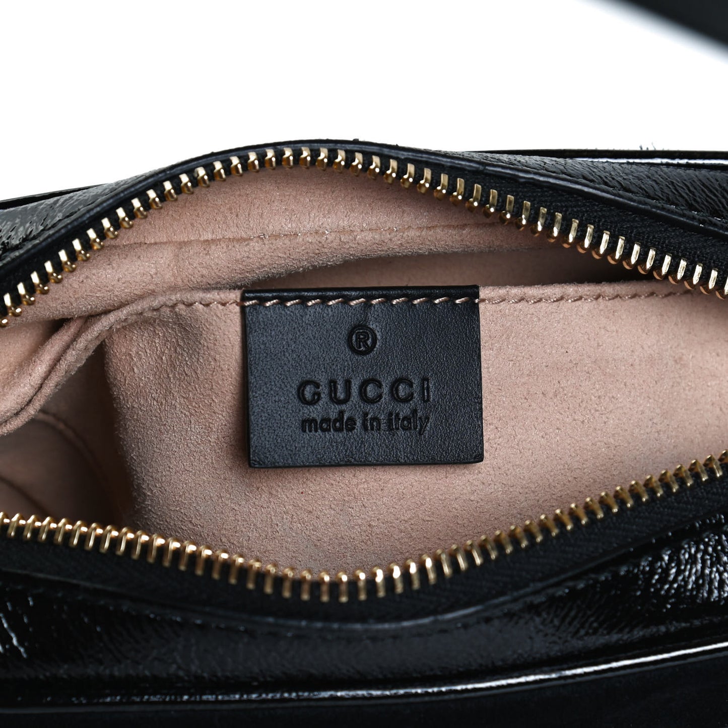 Suede Patent Web Mini Ophidia Shoulder Bag Black